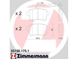 ZIMMERMANN 25156.175.1 stabdžių trinkelių rinkinys, diskinis stabdys 
 Techninės priežiūros dalys -> Papildomas remontas
77365357