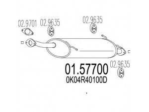 MTS 01.57700 vidurinis duslintuvas 
 Išmetimo sistema -> Duslintuvas
0K04R40100D