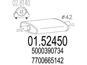 MTS 01.52450 vidurinis duslintuvas 
 Išmetimo sistema -> Duslintuvas
5000390734, 5000390735, 7700665142