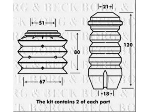 BORG & BECK BPK7048 apsauginio dangtelio komplektas, amortizatorius
46412047, 7637083, 6U9412303