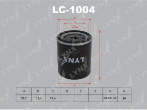 LYNXauto LC-1004 alyvos filtras 
 Filtrai -> Alyvos filtras
047 115 561 B, 047 115 561 G