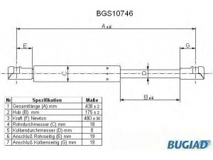 BUGIAD BGS10746 dujinė spyruoklė, gaubtas 
 Kėbulas -> Dujinės spyruoklės
60658924, 606589240