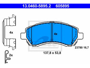 ATE 13.0460-5895.2 stabdžių trinkelių rinkinys, diskinis stabdys 
 Techninės priežiūros dalys -> Papildomas remontas
26296AC010, 26296AC011, 26296AC020