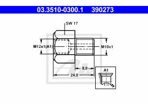 ATE 03.3510-0300.1 adapteris, stabdžių žarnelė
90 810 522 225, 780 926 803, 926 803