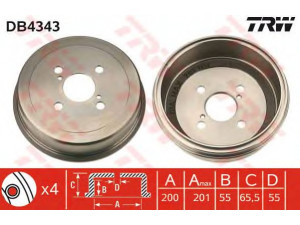 TRW DB4343 stabdžių būgnas 
 Stabdžių sistema -> Būgninis stabdys -> Stabdžių būgnas
4243112180