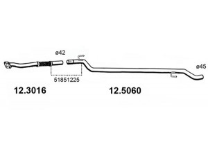 ASSO 12.5060 išleidimo kolektorius 
 Išmetimo sistema -> Išmetimo vamzdžiai
51851225