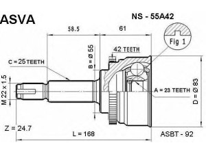ASVA NS-55A42 jungčių komplektas, kardaninis velenas 
 Ratų pavara -> Sujungimai/komplektas
39100-0M316, 39100-40Y15, 39101-0M316