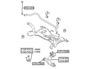ASVA 2101-CB4S valdymo svirties/išilginių svirčių įvorė 
 Ašies montavimas/vairavimo mechanizmas/ratai -> Valdymo svirtis/pasukamosios svirties sujungimas -> Montavimas/sutvirtinimas
4M513063AA, 4M513A423AE, 1502086