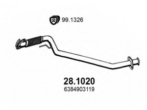 ASSO 28.1020 išleidimo kolektorius 
 Išmetimo sistema -> Išmetimo vamzdžiai
6384901519, 6384903119