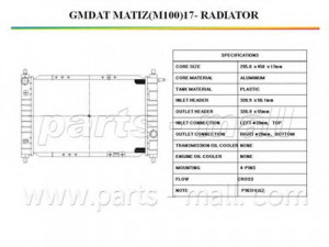 PARTS-MALL PXNDC-013 radiatorius, variklio aušinimas
96314162, P96314162