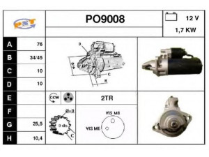 SNRA PO9008 starteris 
 Elektros įranga -> Starterio sistema -> Starteris
91160410201