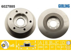 GIRLING 6027885 stabdžių diskas 
 Stabdžių sistema -> Diskinis stabdys -> Stabdžių diskas
1908772, 42470842, 93821867, 93821918