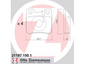 ZIMMERMANN 21197.150.1 stabdžių trinkelių rinkinys, diskinis stabdys 
 Techninės priežiūros dalys -> Papildomas remontas
001 420 0220, 001 420 1320, 001 420 9520