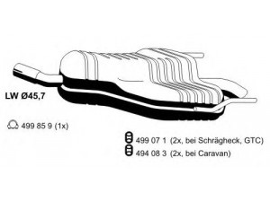 ERNST 054270 galinis duslintuvas 
 Išmetimo sistema -> Duslintuvas
58 52 301, 8 52 598, 13136983, 13140874