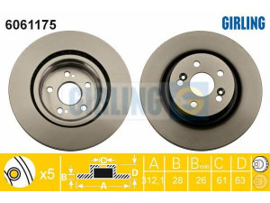 GIRLING 6061175 stabdžių diskas 
 Stabdžių sistema -> Diskinis stabdys -> Stabdžių diskas
7701208130, 7701208843