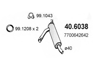 ASSO 40.6038 vidurinis duslintuvas 
 Išmetimo sistema -> Duslintuvas
7700642642
