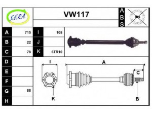 SERA VW117 kardaninis velenas 
 Ratų pavara -> Kardaninis velenas
6X0407272E
