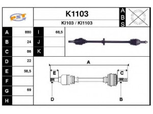 SNRA K1103 kardaninis velenas 
 Ratų pavara -> Kardaninis velenas