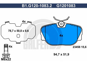 GALFER B1.G120-1083.2 stabdžių trinkelių rinkinys, diskinis stabdys 
 Techninės priežiūros dalys -> Papildomas remontas
SFP100470, SFP100490, STC1879, STC3684