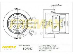FREMAX BD-7083 stabdžių diskas 
 Stabdžių sistema -> Diskinis stabdys -> Stabdžių diskas
26700 FG000, SU00300639