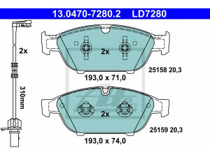 ATE 13.0470-7280.2 stabdžių trinkelių rinkinys, diskinis stabdys 
 Techninės priežiūros dalys -> Papildomas remontas
4G0 698 151 B, 4G0 698 151 G, 4H0 698 151 D