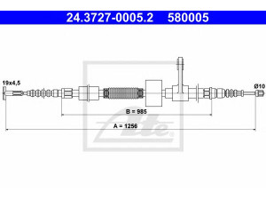 ATE 24.3727-0005.2 trosas, stovėjimo stabdys 
 Stabdžių sistema -> Valdymo svirtys/trosai
60624591