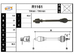 SNRA R1161 kardaninis velenas 
 Ratų pavara -> Kardaninis velenas
7700103726, 7700106010, 7700108322