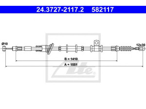 ATE 24.3727-2117.2 trosas, stovėjimo stabdys 
 Stabdžių sistema -> Valdymo svirtys/trosai
MR475556