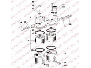 DELPHI 6300B070A korpusas, degalų filtras 
 Degalų tiekimo sistema -> Kuro filtras/korpusas