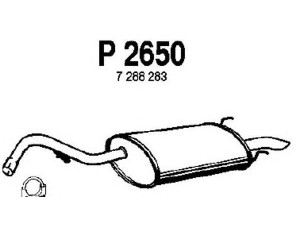 FENNO P2650 galinis duslintuvas 
 Išmetimo sistema -> Duslintuvas
1012222, 7288282, 7288283