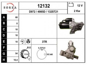 EAI 12132 starteris 
 Elektros įranga -> Starterio sistema -> Starteris
05033440AA, 05033440AC, M1T93071