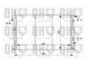 QUINTON HAZELL QER1543 radiatorius, variklio aušinimas 
 Aušinimo sistema -> Radiatorius/alyvos aušintuvas -> Radiatorius/dalys
1 024 051, 1 036 597, 97BB 8005 AA