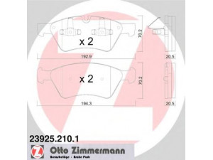 ZIMMERMANN 23925.210.1 stabdžių trinkelių rinkinys, diskinis stabdys 
 Techninės priežiūros dalys -> Papildomas remontas
004 420 4020, 164 420 0820, 164 420 1820