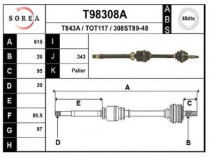 EAI T98308A kardaninis velenas 
 Ratų pavara -> Kardaninis velenas