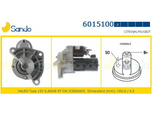 SANDO 6015100.0 starteris 
 Elektros įranga -> Starterio sistema -> Starteris
M003T40371, M3T40371, 580298, 580299