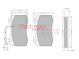 METZGER 1170551 stabdžių trinkelių rinkinys, diskinis stabdys 
 Techninės priežiūros dalys -> Papildomas remontas
000 995 0812, 9947643, 9950812