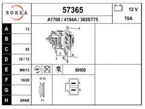 EAI 57365 kintamosios srovės generatorius
RFJ510300, RFJ510300B, A2T82378