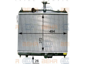 HELLA 8MK 376 754-511 radiatorius, variklio aušinimas 
 Aušinimo sistema -> Radiatorius/alyvos aušintuvas -> Radiatorius/dalys
25310-1C600