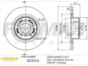 FREMAX BD-2216 stabdžių diskas 
 Stabdžių sistema -> Diskinis stabdys -> Stabdžių diskas
3420 6 790 362