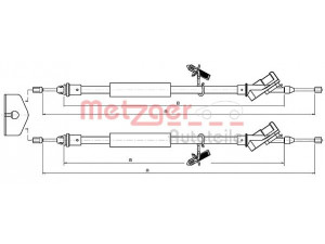 METZGER 10.5367 trosas, stovėjimo stabdys 
 Stabdžių sistema -> Valdymo svirtys/trosai
1366384, 1431308