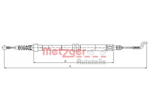 METZGER 10.7393 trosas, stovėjimo stabdys 
 Stabdžių sistema -> Valdymo svirtys/trosai
7D0 609 701A, 7D0 609 701B, 7D0 609 701D