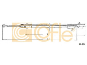 COFLE 11.661 trosas, stovėjimo stabdys 
 Stabdžių sistema -> Valdymo svirtys/trosai
7702107376