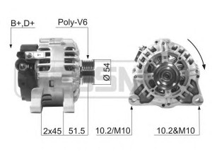 ERA 210016 kintamosios srovės generatorius 
 Elektros įranga -> Kint. sr. generatorius/dalys -> Kintamosios srovės generatorius
71716609, 9622410580, A002TB4891C