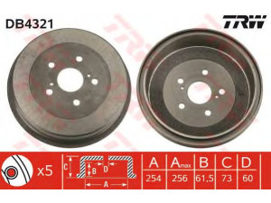 TRW DB4321 stabdžių būgnas 
 Stabdžių sistema -> Būgninis stabdys -> Stabdžių būgnas
4243128040