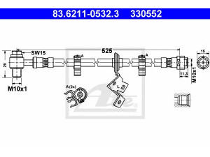 ATE 83.6211-0532.3 stabdžių žarnelė 
 Stabdžių sistema -> Stabdžių žarnelės
163 420 08 48, 163 420 11 48, 163 420 15 48