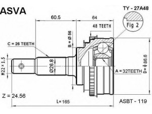 ASVA TY-27A48 jungčių komplektas, kardaninis velenas 
 Ratų pavara -> Sujungimai/komplektas
43420-06060, 43470-09250, 43410-05130
