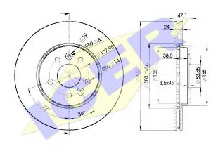 ICER 78BD6767-2 stabdžių diskas 
 Stabdžių sistema -> Diskinis stabdys -> Stabdžių diskas
1 321 488, 1 376 118, 1S7W-1125-AC