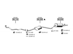 ASMET OP054250 išmetimo sistema 
 Išmetimo sistema -> Išmetimo sistema, visa