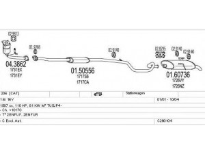 MTS C260104006006 išmetimo sistema 
 Išmetimo sistema -> Išmetimo sistema, visa