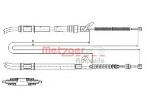 METZGER 17.1467 trosas, stovėjimo stabdys 
 Stabdžių sistema -> Valdymo svirtys/trosai
46430-20361